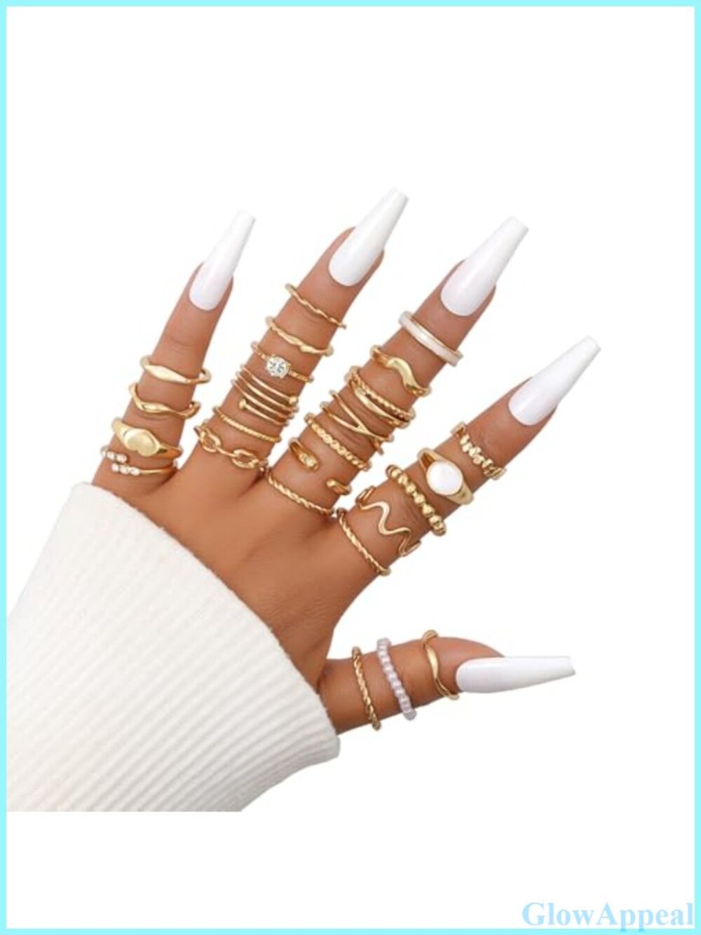 25 Pc Chunky Stacking Rings Set Adjustable Midi Statement Rings Gift Box - Picture 2 of 6